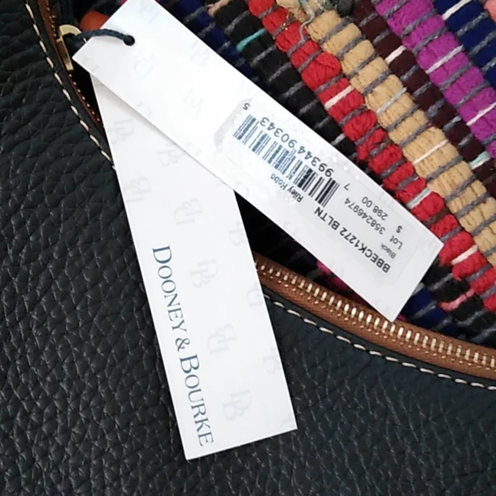 NWT Dooney & Bourke Becket Riley Hobo Bag Shoulder Bag Black Pebble Leather Y2K